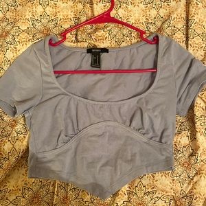 blue bandana style crop top